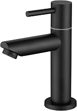 CECIPA Black Cold Water Tap with Bubbler Replacement, Washbasin Tap | Bathroom Mixer with Spout Height 93.4 mm for Toilet, Bathroom, Lead and Nickel Free, Standard Installation 3/8
