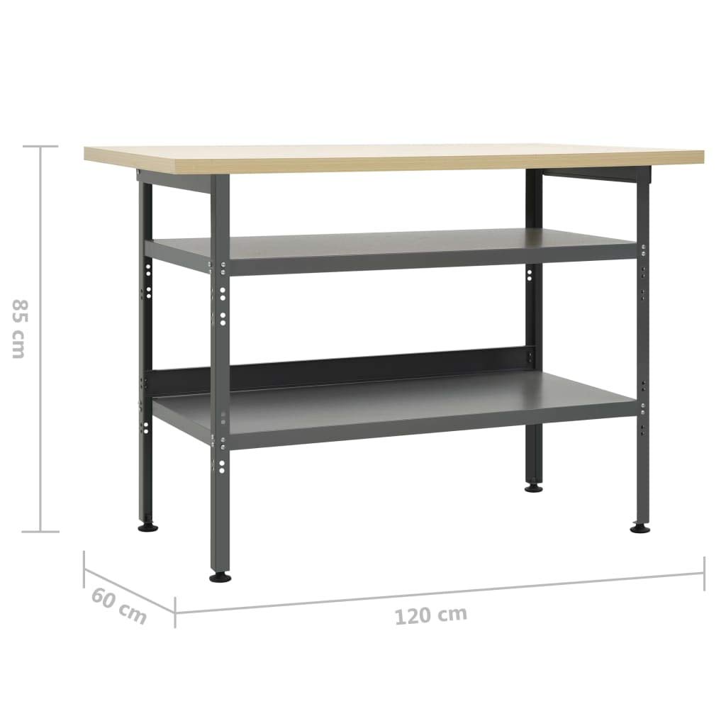JUDYY Banco de Trabajo, Mesa De Trabajo Taller, Caballete Mesa, Banco Herramientas, Bancada De Trabalho, Caballete para Mesa, de Acero Gris 120x60x85 cm