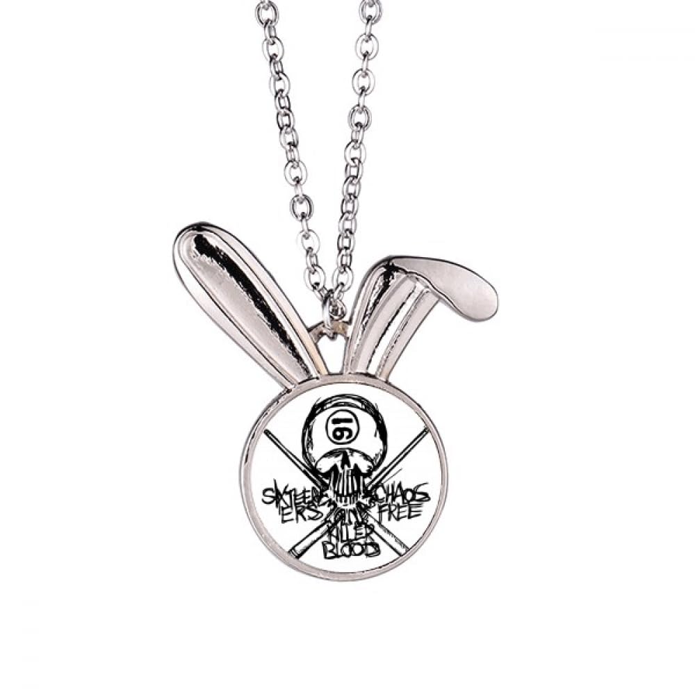 Collier lapin squelette noir 16 Ninja pendentif gothique - 5
