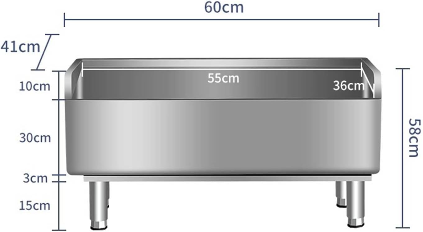 Floor Mop Sink 304 Stainless Steel Commercial Rectangular Mop Bucket with Drain Kit Large Laundry Utility Sink for Floor Cleaning and Wet Mopping,60 * 41 * 58cm