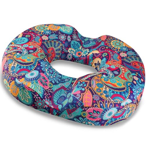 La Boutique Chic Almohada de dona para hemorroides, almohada de dona para el dolor de coxis, cojín de asiento de espuma viscoelástica para aliviar el dolor de coxis y embarazo posparto