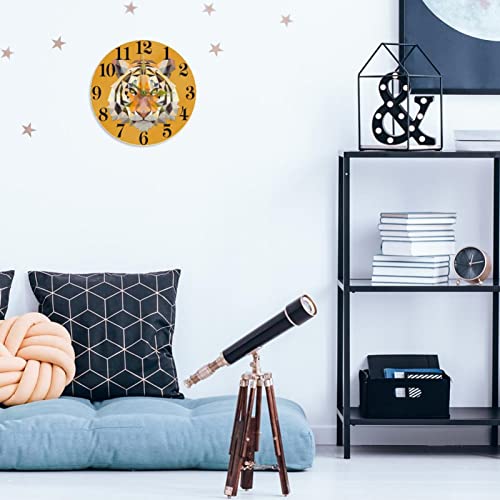 Horloge murale triangulaire tigre silencieuse à piles 25cm - 6