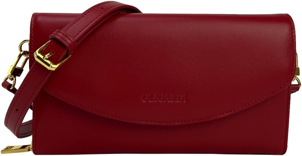 Oligardi Women's Mini Leather Crossbody Bag with Card Slots and Phone Pocket, Wallet Purse for Daily Use, RFID Blocking