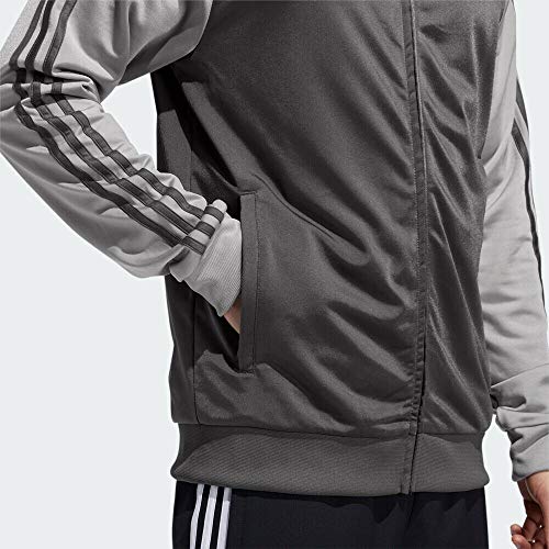 Adidas Essentials Men's 3-Stripes Track Jacket, Grey/Medium Grey Heather/Grey, Small #TOP2