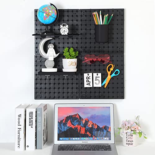 4 Pieces Pegboard Wall Mount Display Pegboard Wall Panel Kits Pegboard Organizer Accessories, 2 Installation Methods, No Damage To The Wall For Garage Kitchen Bathroom Office #TOP5