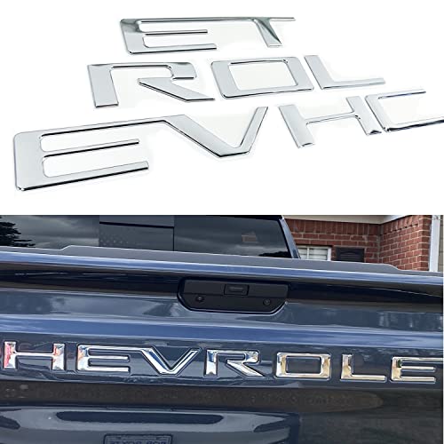 big chevrolet decal - Tailgate Insert Letters 3D Raised Rear Emblems, Plastic Inserts with 3M Adhesive Backing Compatible for 2019 2020 2021 2022 Accessories（Chrome Silver）