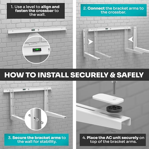 Heavy-Duty Outdoor Mini Split Wall Mount Bracket 9000 - 36000 BTU | Weatherproof Mini Split Mounting Bracket | Includes Drill Bit & Anti-Vibration Pads | Max 550lb Capacity by AC MountSolutions - Used condition - Image 6