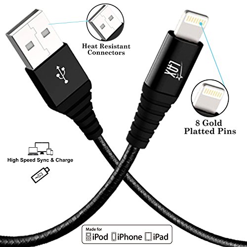 Lax Iphone Charger Lightning Cable - Mfi Certified Durable Braided Apple Lightning Usb Cord For Iphone 11/11 Pro Max/Xs Max/X/Ipad, Ipod & More #TOP4