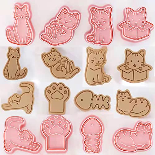 Ausstecher Katze, Ausstechformen Katze Plastik, 6 Stück Ausstechform Katze, Plätzchen Ausstecher 3D,Plätzchenausstecher Kinder, Kunststoff Keksausstecher, Tiere Kekse Deko Cover