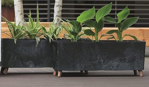 BirnePower Jardinière sur Pieds Urbi Case N avec Insert Amovible, Pot de Fleurs Rectangulaire 77cm pour Intérieur et Extérieur, Résistant au Gel et UV, Gris Béton – vue 8