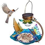 jucyuanhang Mangeoire à Oiseaux Suspendue, mangeoire à Oiseaux Solaire pour Attirer Toutes Sortes d'oiseaux, Induction Intelligente de contrôle de la lumière, Coupe-Vent, Anti-Pluie et Anti-Foudre