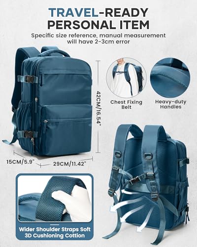 Vacuum Travel Backpack for Women, Personal Item Carry on Vacpack Backpacks Flight Approved 18x14x8 inches for Men,Laptop Waterproof Work Compression bags Casual Daypack,PeacockBlue4
