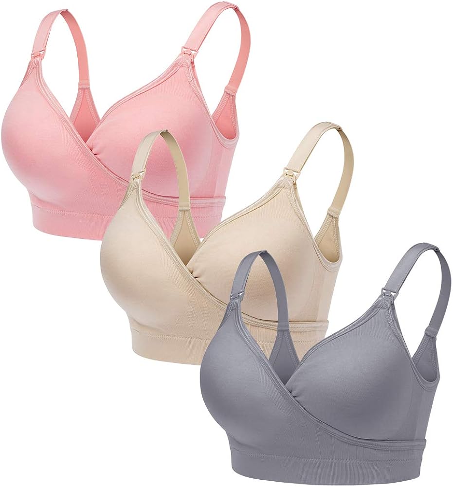 CLUCI 3 Pack Women Nursing Maternity Bra Full Bust Sleeping Wireless Bralette for Breastfeeding with Bra Extenders Clips