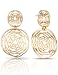 XZP Sterling Silver Pin Hollow Out Flower Pendant Women Drop Earring 14k Gold Plated Fashion Filigree Jewelry Metal Dangle Earring(Gold)