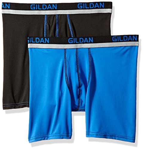 Gildan Men s Stretch Polyester Athletic Boxer Briefs, 2-Pack, Black Royal, Large