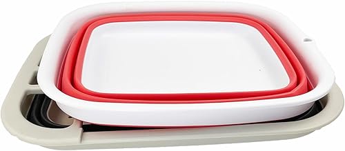 Miniatura 3 de SAMMART Juego de 2 piezas de cocina y exterior escurridor de platos plegable con tablero escurridor y cubo de plástico plegable (2, negro lavado +