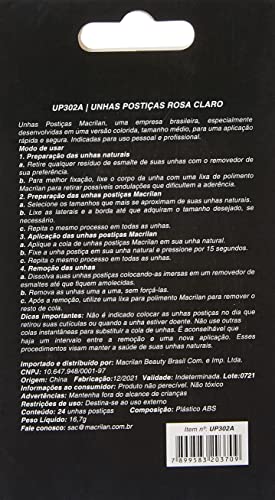 UNHAS POSTIÇAS COLORIDAS 24 PEÇAS UP302A - MACRILAN