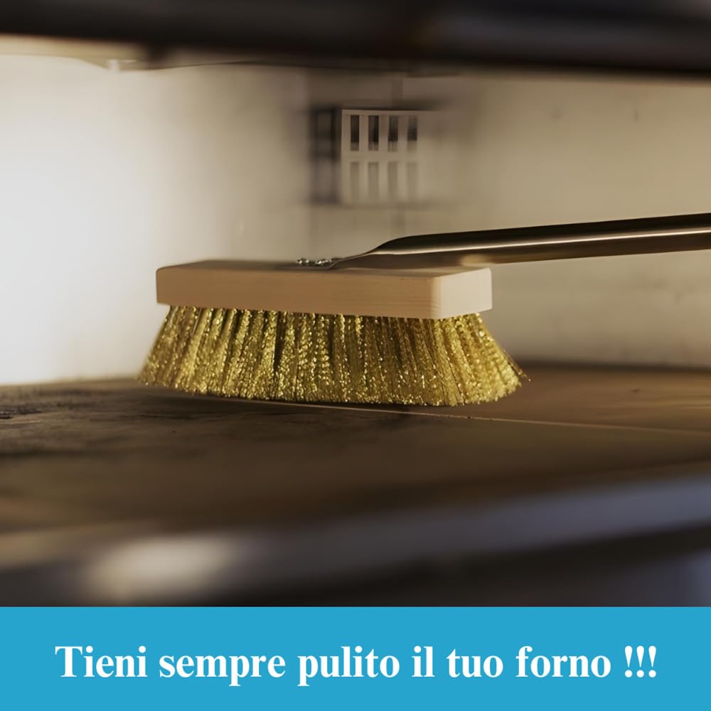 Paluplus Set 4 Pale Pizza in Alluminio Con Manici in Legno di Faggio, Lunghezza 120 cm - Kit Con Pala Rettangolare, Rotonda, Spazzola per Forno e Spargi Brace - Made in Italy