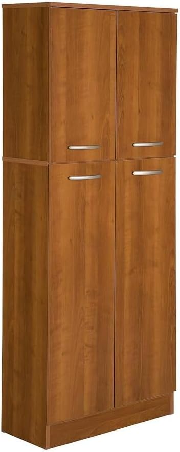 HomeStock Baroque Bonanza 4-Door Storage Pantry Cabinet - 12.25"D x 23.5"W x 61"H, Spacious Pantry for Kitchen Storage, Contemporary Storage Pantry with Concealed and Adjustable Shelves Morgan Cherry