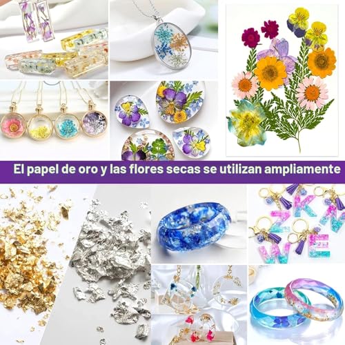 Miniatura 5 de Zpqaodi Juego De Resina Epoxi Para Principiantes Con Resina Transparente De Cristal, Pintura, Purpurina, Hoja De Oro Y Taza