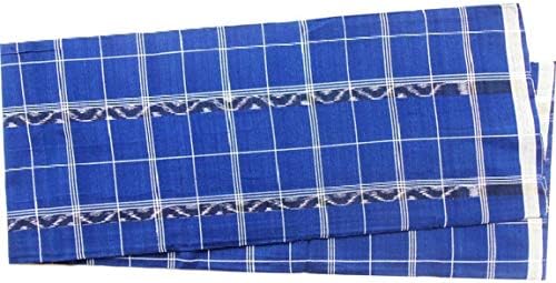 Indikart Export Odisha Sambalpuri Check Blue and White Strip Open Cotton Lungi