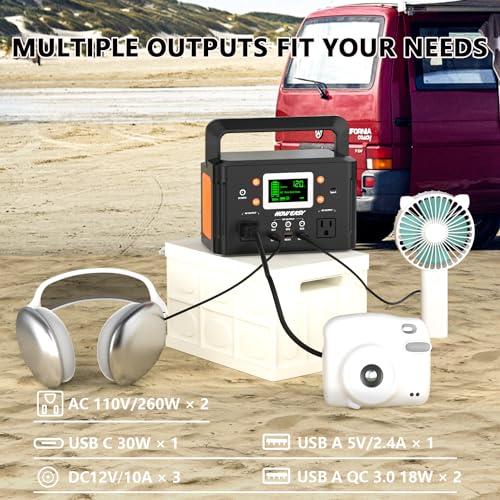 HOWEASY 260W Portable Power Station.178Wh Solar Generator(Solar Panel Not Included) with 2 110V/260W AC Power Socket Backup Power Supply, Suitable for CPAP, Outdoor Camping Travel Home Emergency - Image 4