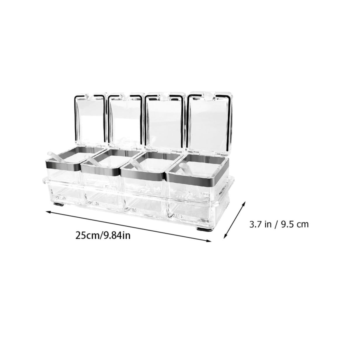 Mikikit Set de Récipients à Épices en Acrylique avec Couvercles et Plateau, Boîte à Condiments Pratique pour Cuisine, Idéal Cadeau de Pendaison de Crémaillère