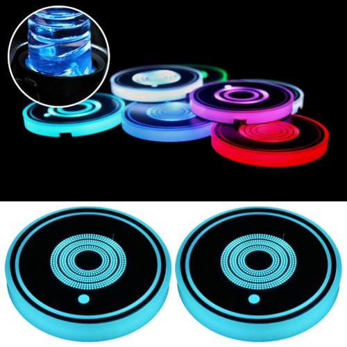 Luces LED para portavasos de carro, 2 pzas, USB recargable miniatura 3