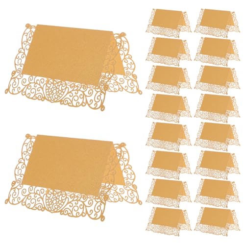 Healeved Tarjetas de Mesa Huecas en Forma de Corazón 3D para Bodas y Eventos Color Blanco Detalles Dorados 50 Unidades Etiquetas Elegantes para Ubicación y Decoración de Banquetes