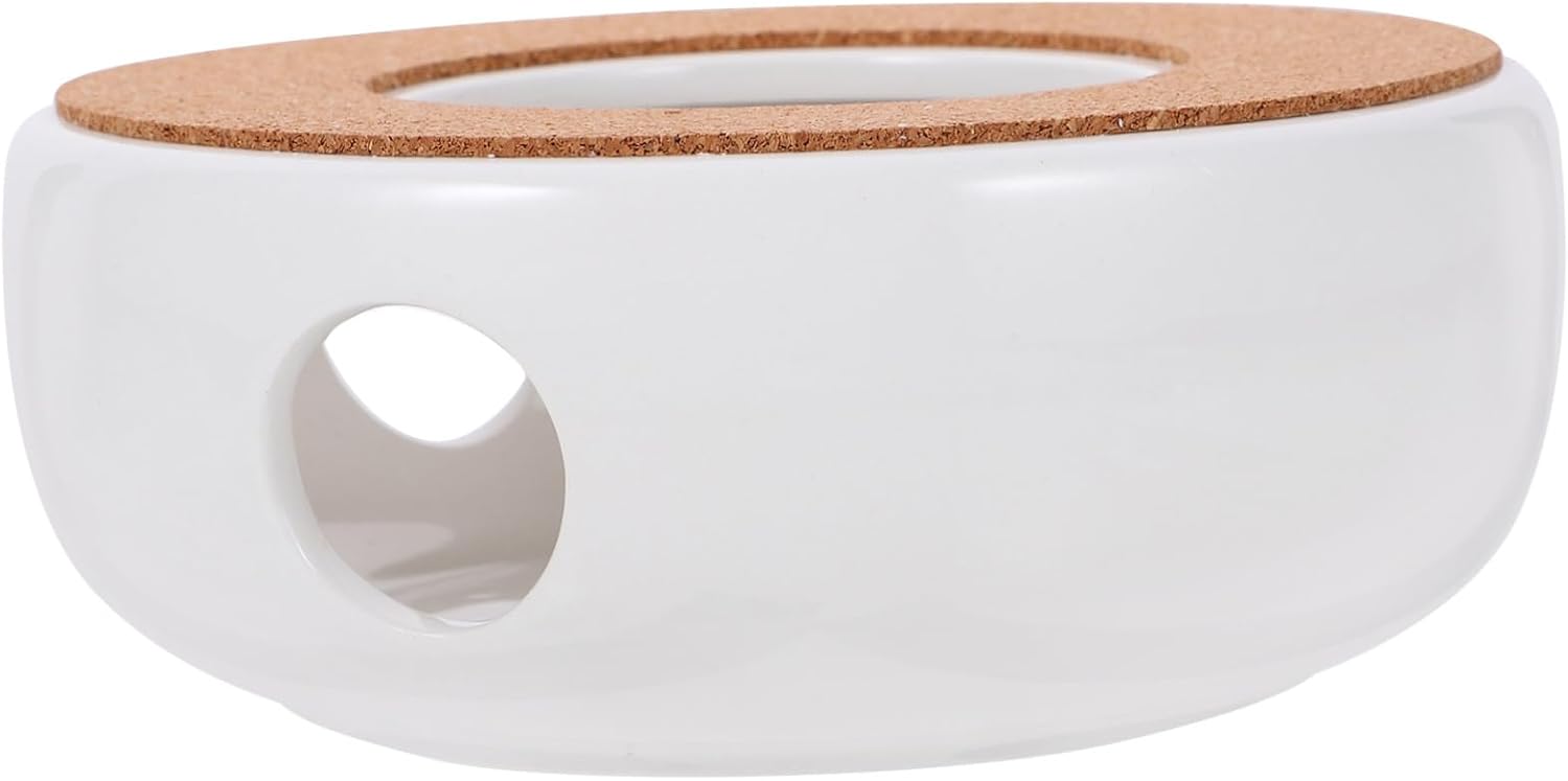 Alipis Ceramic Teapot Warmer Heat-Resistant Glass Base Stylish Tea Heating Stove for Home Use Candle-Operated Tea Warmer