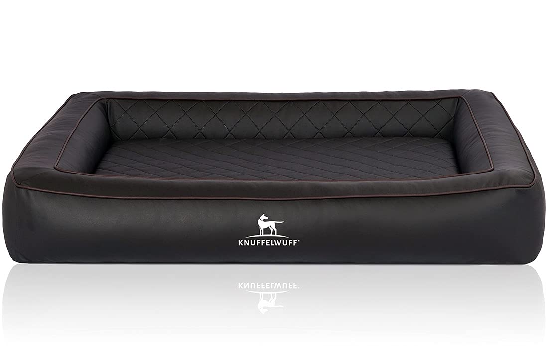 Knuffelwuff Cuccia ortopedica per cani in ecopelle trapuntata laser Hampstead XXL, 120 x 100 cm, colore nero