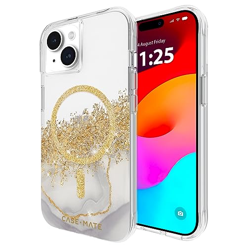 Case-Mate iPhone 15 Case - Karat Marble [12ft Drop Protection] [Compatible with MagSafe] Magnetic Cover with Cute Bling Sparkle for iPhone 15 6.1", Anti-Scratch, Shock Absorbent Material, Slim Fit