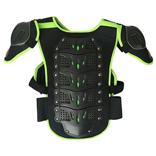 Takuey Kids Motorcycle Armor Suit Dirt Bike Chest Spine Protector Back Shoulder Arm Elbow Knee Protector Motocross Racing Skiing Skating Body Armor Vest Sports Safety Pads 3 Colors (Green, S) #TOP2