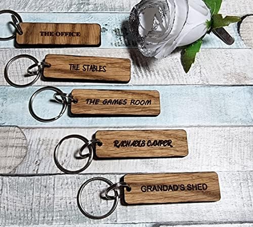 Personalised Any Text Engraved Wooden Keyrings Keychain For Hotel Roomkey Airbnb