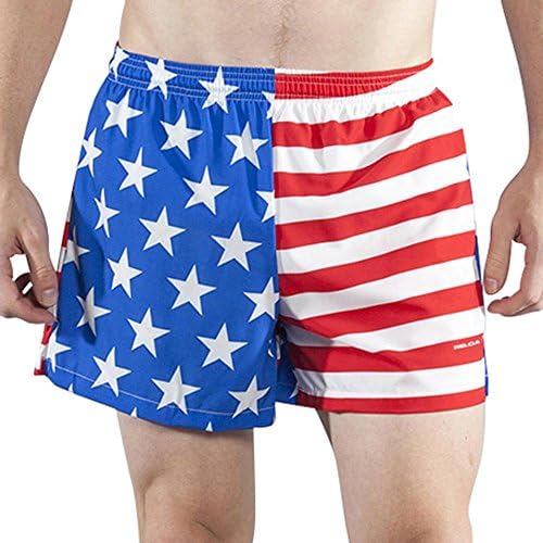 B.O.A Boa Mens Stretch 3.75" V-Notch Running Short US Flag (1102SWP) SIZE MD