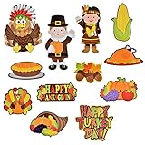 Gift Boutique Thanksgiving Cutouts Hanging Wall Decorations 24 Pack Fall Banner Happy Harvest Autumn Sign Turkey Pumpkin Leaf Party Favor Supplies