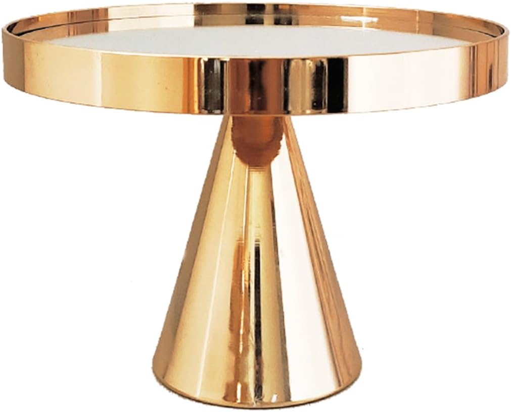 8 Inches 20cm Gold Round Mirror Cake Stand, 6.1 Inches Tall Cupcake Stands Metal Pedestal Holder, Party Dessert Cheese Display Plate for Wedding Party Birthday Baby Shower Celebration Home Decor