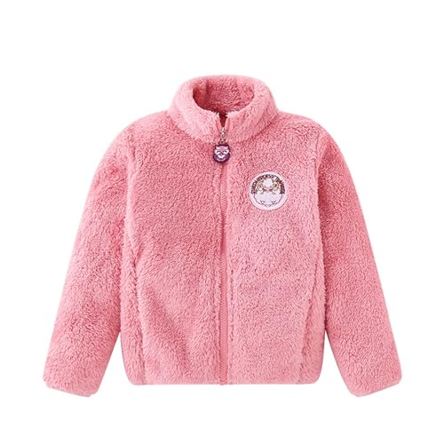 Stand Collar Fleece Jacket for Toddler Girls Cartoon Zip Up Long Sleeve Sherpa Coat Kids Cute Cozy Warm Winter Outerwear