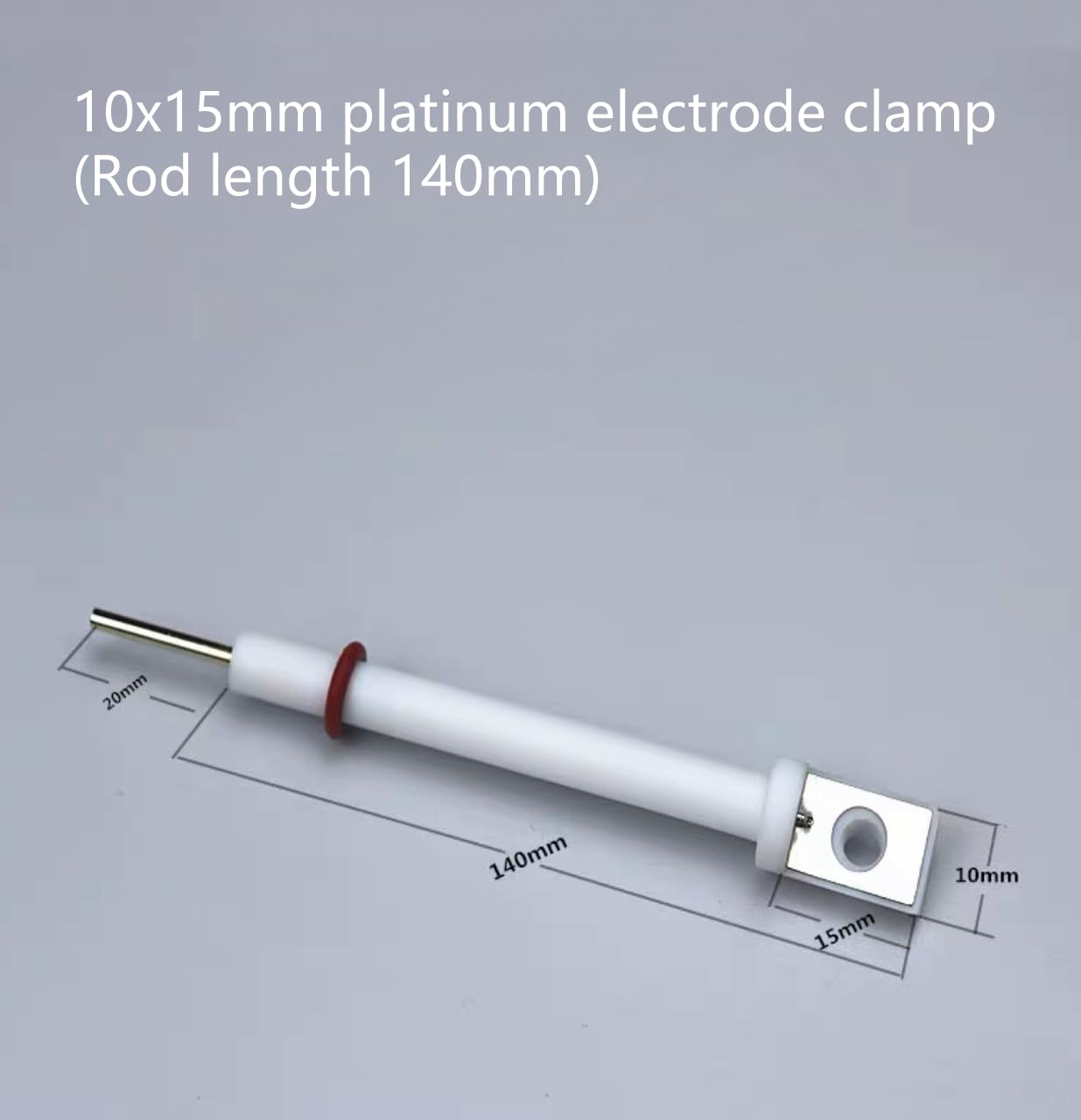 Abrazadera de soporte de electrodo PtWE for electrodo de trabajo electroquímico, accesorio de PTFE | Se adapta a muestras de ≤3 mm.(Standard 10x15mmx140mm)