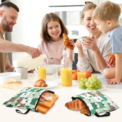 Bolsas Reutilizables para Snacks Verde Cartoon 3 Piezas miniatura 7