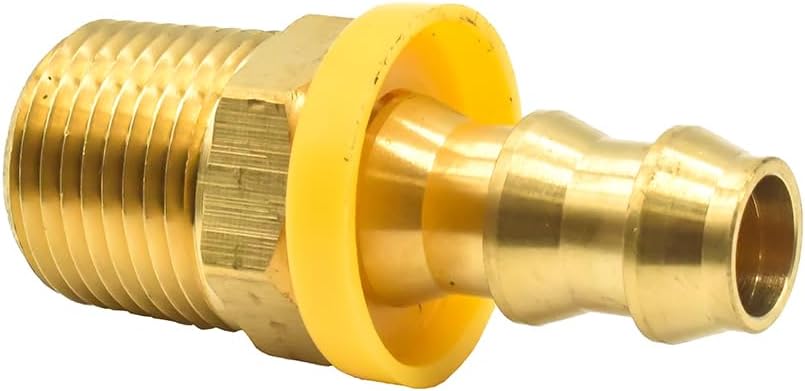 Interstate Pneumatics FL166 Easy Lock Brass Hose Fittings, Connectors, 3/8 Inch Push-Lock Barb x 3/8 Inch Male NPT End