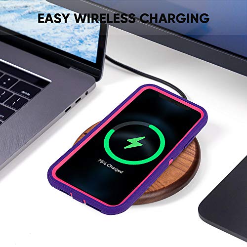 Coque iPhone 12 / 12 Pro silicone et PC rigide violet et rose Maxcury - 6
