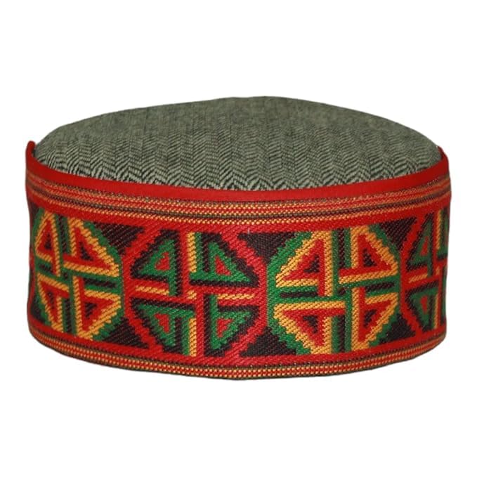Image of Vastraa Fusion Himachali Topi for Men | Nepali Headwear | Traditional Kullu Cap | Pahadi Topi | Kashmiri Hat | Wool Handcrafted Ethnic Wear