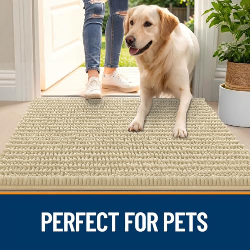 Image of OLANLY Dog Door Mat for Muddy Paws 30x20, Ultra-Absorbent Chenille Mud Mat