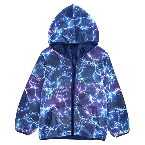 Blue Lightning Boys Fleece Hoody Jacket Zip Up Coat Warm Fall Winter Plush Jacket Long Sleeve Outerwear
