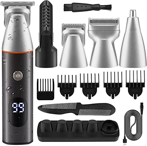 Telfun Beard Trimmer for Men, Electric Razor IPX7 Waterproof Beard Trimming Kit with Mustache Nose Ear Body Facial, Shaving Kit for Cordless Hair Trimmer, Hair Clippers, Gifts for Men
