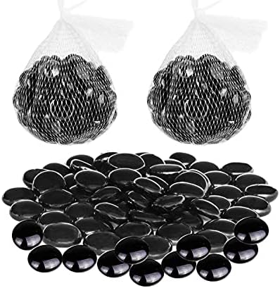 Neez Glass Pebbles for Decoration in Aquarium, Vases and Home Decor, Stones Beads Rounded, Nuggets, Mosaic Tiles, Gems in Net Bags (Green Pebbles-170-180pcs/0.955kg)