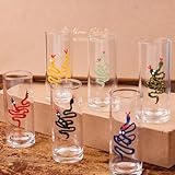 Indian Shelf 3D-Gravur, klar, niedlich, einzigartig, Schnapsgläser, Set mit 6 Stück, Whiskey, Tequila, Wodka, Likör, Geschenke für Männer oder Frauen, Bar-Set