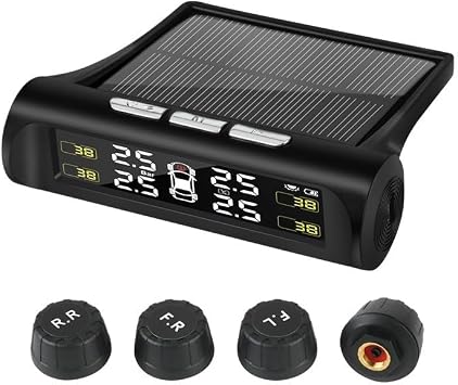Tpms Car Tire Pressure Monitoring System Solar Charging Auto Alarm HD Digital Display Wireless With 4 SensorExternal sensors