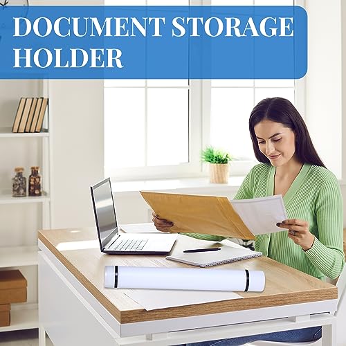Image of Ireer 6 Pcs Expandable Poster Tube with Strap for Documents Artwork Container Poster Transport Map Holder Tube Blueprint Storage Carrying Case for Architect Teacher Student 24.5'' to 40''(White)